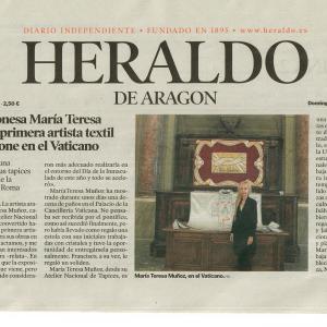 FIRST TEXTILE ARTIST TO EXHIBIT IN THE VATICAN - HERALDO DE ARAGÓN - 30/12/18