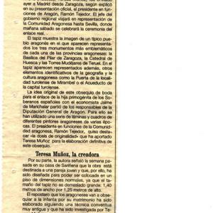 THE ARAGONESE´S PRESENT TO HRH INFANTA ELENA TRAVELS TO MADRID  - ABC (17/03/1995)